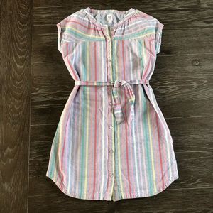 Gap Kids Rainbow Stripe Shirt Dress with Liner Size 10 Large